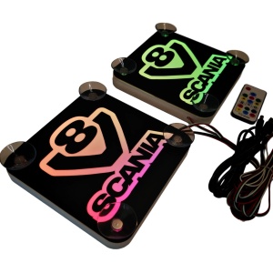 Set Embleme LED Interior SCANIA V8 (2) – Modul Curcubeu, 15 Culori, 200 efecte dinamice, USB
