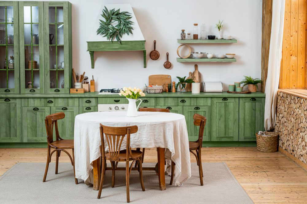 Amenajari dining – principalele stiluri pe care le poti include_dining boem de culoare verde
