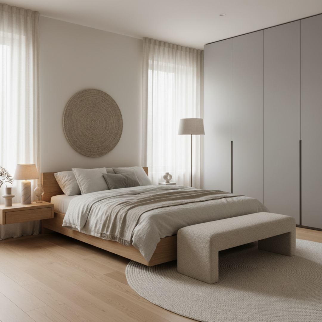 Dormitor modern cu pat ales corect pentru un somn de calitate