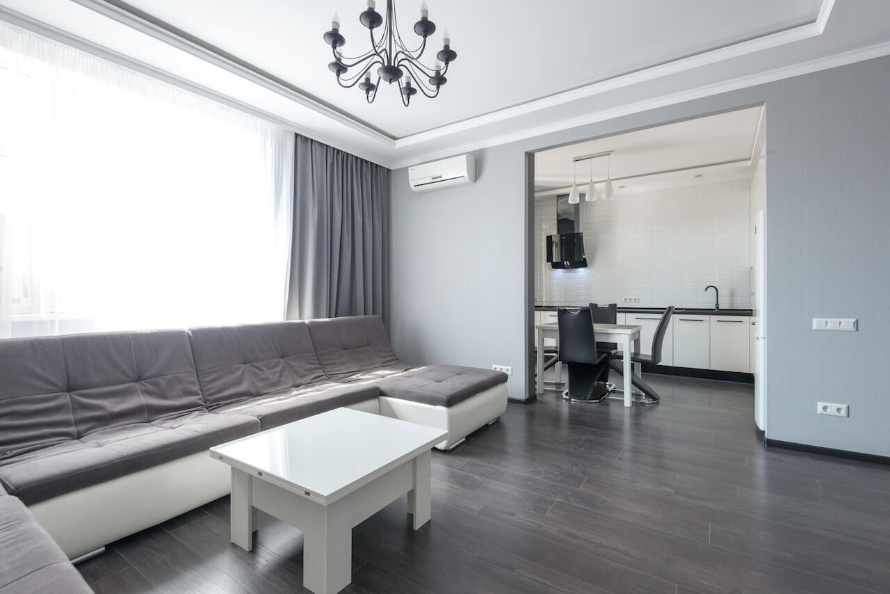 Sufrageria gri cu alb - caracteristici - apartament modern