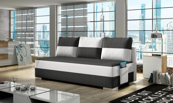 Stilul minimalist - ce este si care sunt caracteristicile sale- canapea gri cu alb, ferestre mari, alte decoratiuni
