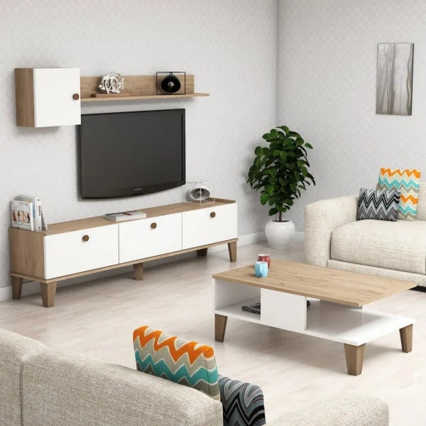 Stilul minimalist in design interior - idei practice de amenajare in stilul minimalist - living amenajat cu canapea, dulapuri, tv