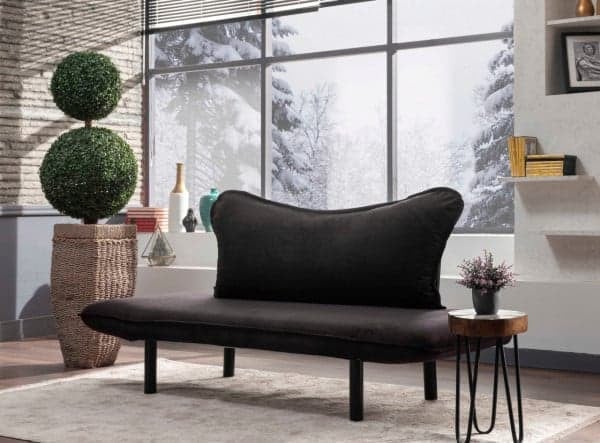 Stil minimalist in design interior - greseli pe care sa le eviti - canapea neagra, geamuri mari, covor