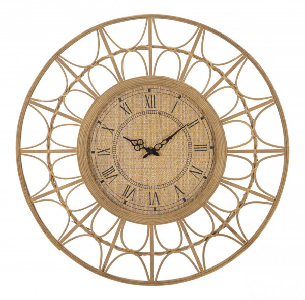 Ceas decorativ finisaj natural din Ratan, ∅ 76 cm, Panama Mauro Ferretti - Img 1