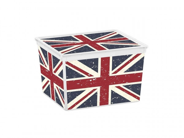 Cutie depozitare cu capac, KIS C-Box Union Jack Cube, 27 L, plastic