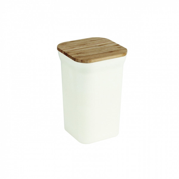 Cutie pentru alimente Bamboo, Jocca, 12 x 12 x 19 cm, bambus, alb/natur