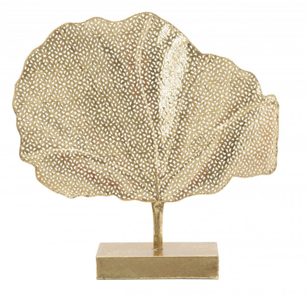 Decoratiune frunza aurie din metal, 55x10x56 cm, Leaf Tree Mauro Ferretti - Img 1