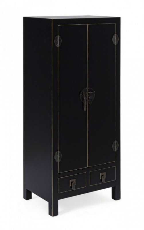 Dulap negru din MDF, 50x34,5x121 cm, Pechino Bizzotto