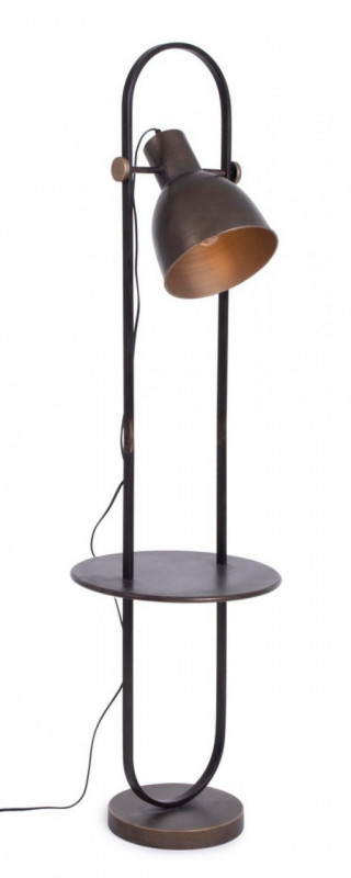 Lampadar bronz din metal, cu raft, E27 40W, ODD Bizzotto