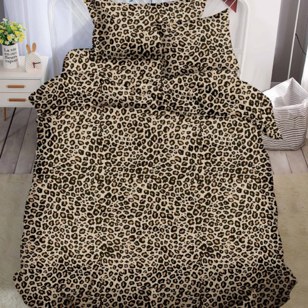 Lenjerie de pat cu elastic, bumbac finet, pat 1 persoana, bej, 4 piese, FJ1E-32