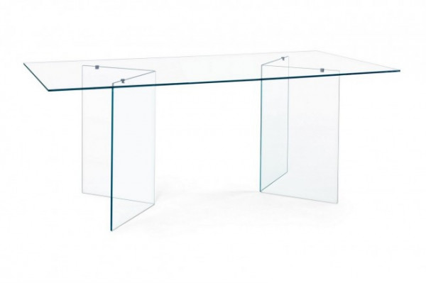 Masa dining pentru 8 persoane transparenta din sticla temperata, 180 cm, Iride Bizzotto