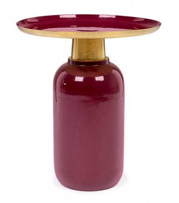 Masuta de cafea burgundy/auriu din metal, ∅ 40,5 cm, Nalima Bizzotto