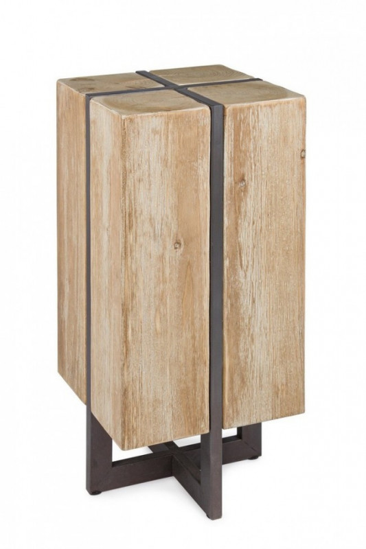 Scaun bar natural din lemn de Brad si metal, Garret H70 Bizzotto