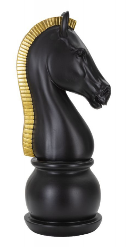Sculptura cal de sah negru din polirasina, 18,5x18,5x50 cm, Knight Mauro Ferretti