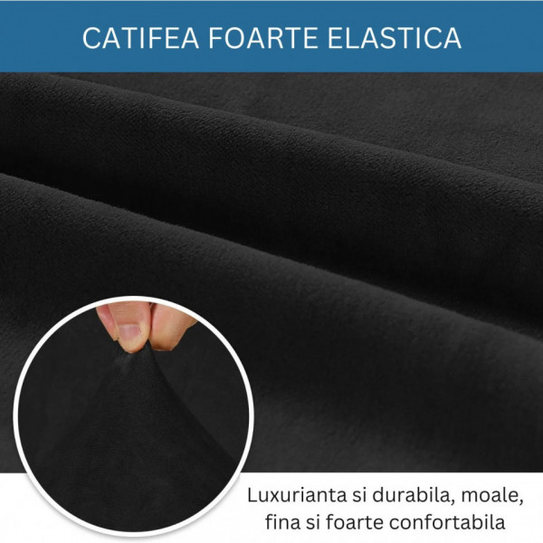 Set 2 huse elastice pentru coltar, catifea, marime: M+L, negru, HCCJ-01 - Img 2