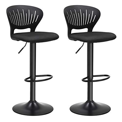 Set 2 scaune bar negre din tesatura si metal, 40x42x85 cm Vasagle