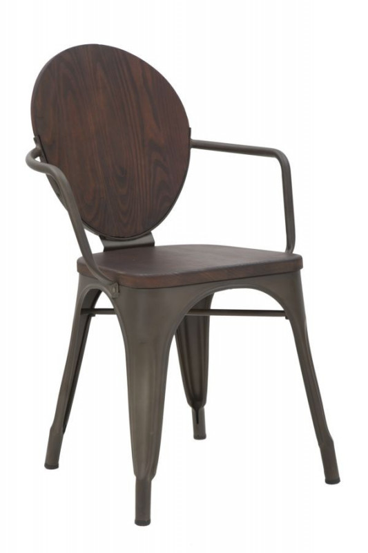 Set 2 scaune dining maro din lemn de pin si metal, 54 x 51 x 83 cm, Harlem Mauro Ferreti