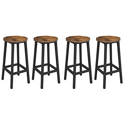 Set 4 scaune bar rotunde, PAL melaminat, maro / negru, Vasagle, LBC232B01