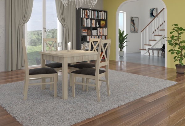 Set de masa extensibila si 6 scaune tapitate, RODOS 38, ADRK Furniture