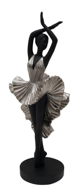Statueta neagra / argintie din rasina, 17 x 14,8 x 43 cm, Donnina Fashion Mauro Ferreti - Img 1