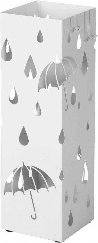 Suport umbrela, 15.5 x 15.5 x 49 cm, metal, alb, Songmics