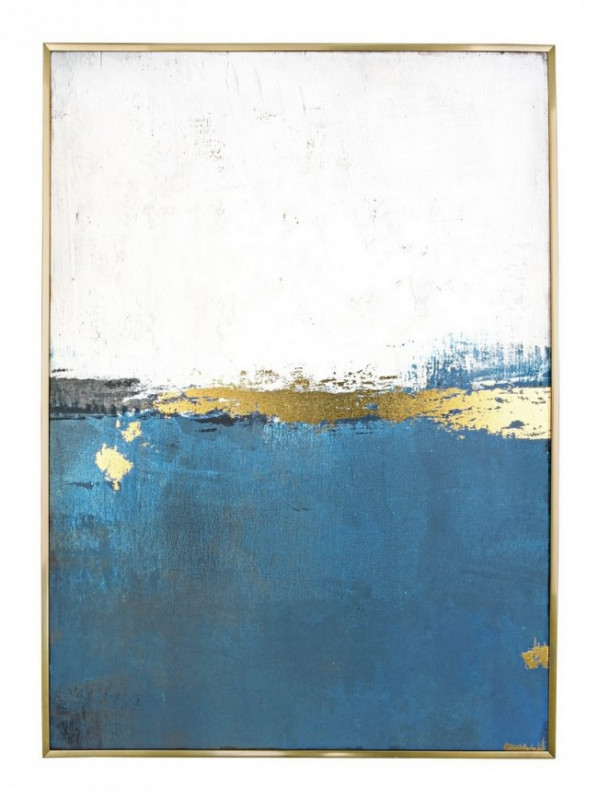 Tablou decorativ albastru/alb din MDF si panza, 67x4,3x94,5 cm, Bold Abstract Bizzotto - Img 1