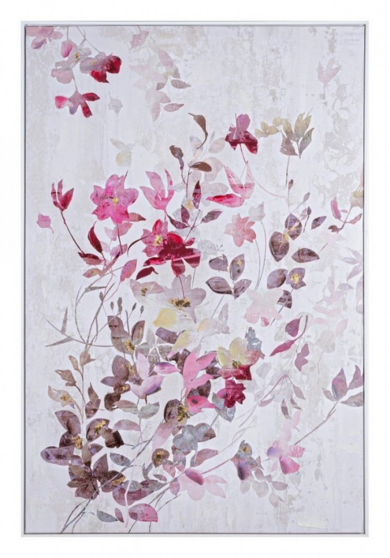 Tablou decorativ in ulei multicolor din lemn de Brad si panza, 122,5x4,5x82,5 cm, Crown Flowers Bizzotto