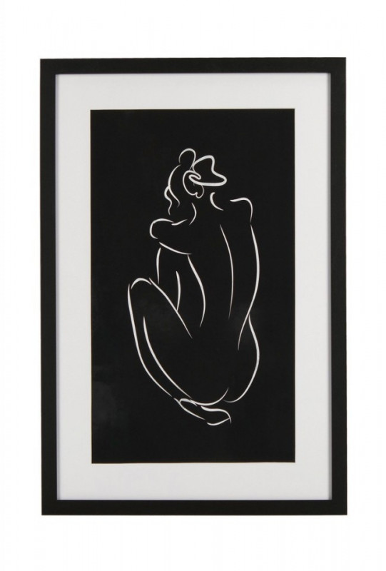 Tablou decorativ negru/alb din MDF si sticla, 40x3x60 cm, Refined Bizzotto