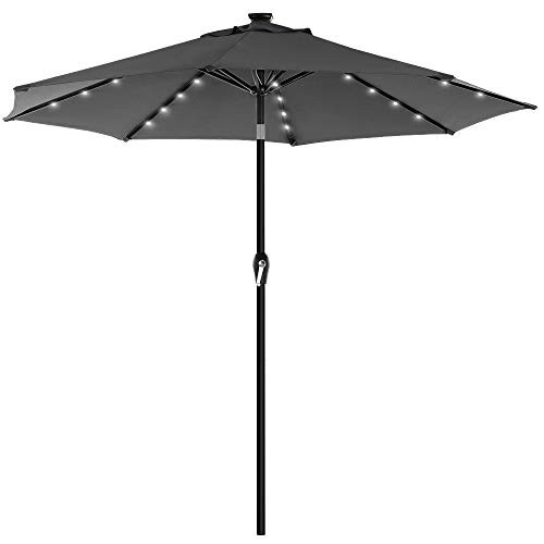 Umbrela de gradina cu iluminare LED, metal / textil, antracit, Songmics