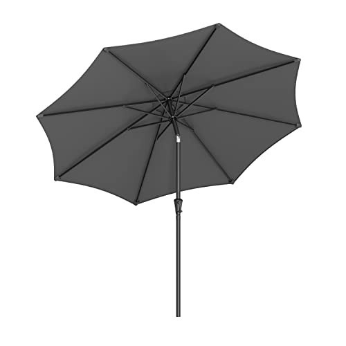 Umbrela de gradina gri antracit din poliester si metal, ∅ 290 cm, Vasagle - Img 1