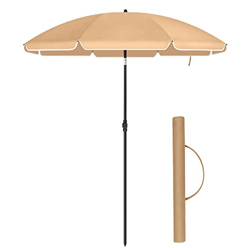 Umbrela de gradina gri taupe din poliester si metal, ∅ 160 cm, Vasagle - Img 1