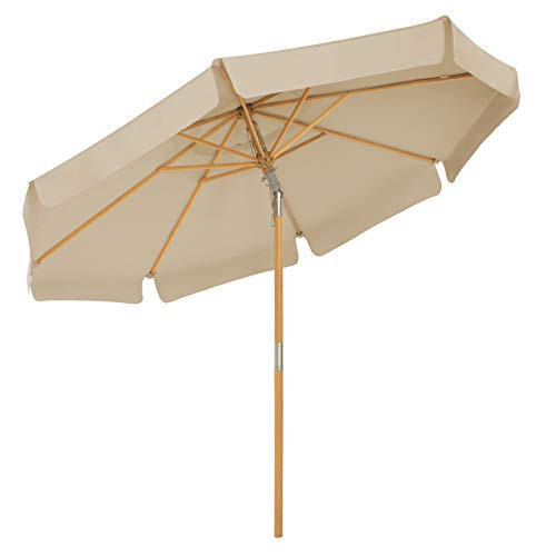 Umbrela de gradina / terasa, lemn de fag / textil, bej, Songmics - Img 1