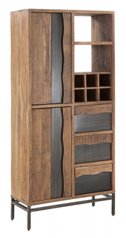 Biblioteca maro din lemn de Acacia, 88x40x195 cm, Yellowstone Mauro Ferretti