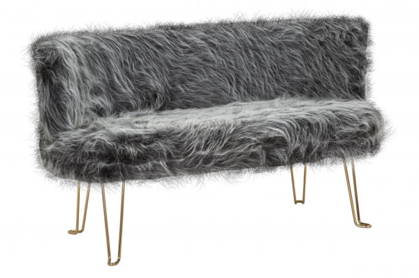 Canapea gri din tesatura si metal cu 2 locuri, 134 cm, Hacil Mauro Ferretti