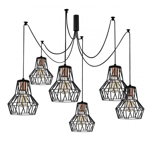 Candelabru Tortum N-1054, Noor, 113 x 140 cm, 6 x E27, 100W, negru - Img 1