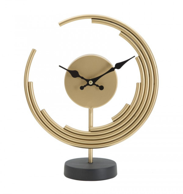 Ceas decorativ de masa auriu din metal, 25x10x30 cm, Moon Mauro Ferretti