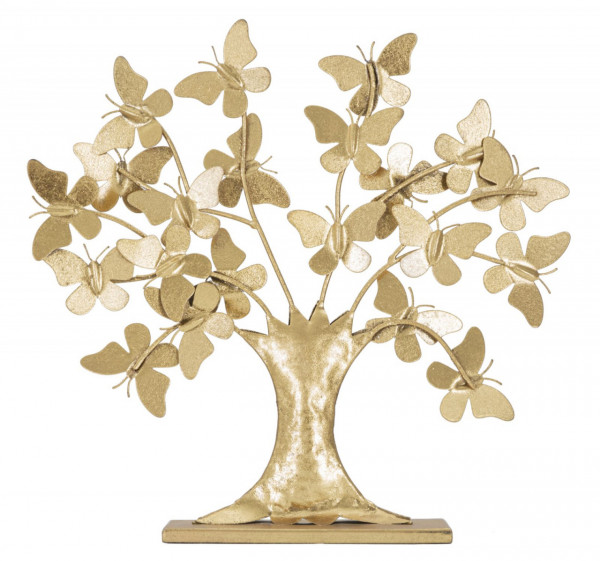 Decoratiune arbore cu fluturi auriu din metal, 30x8x31 cm Daisy Mauro Ferretti - Img 1