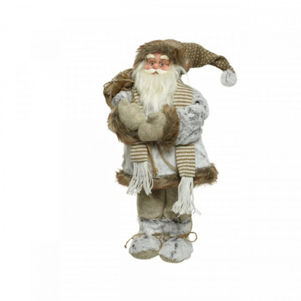 Decoratiune Santa w scarf, Decoris, H60 cm, poliester, maro - Img 1