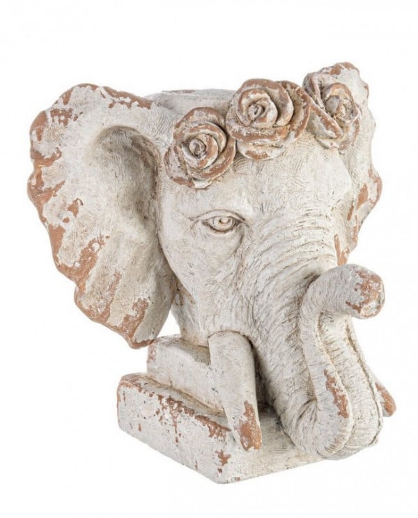 Ghiveci decorativ antichizat pentru exterior gri din magneziu, Elephant Bizzotto