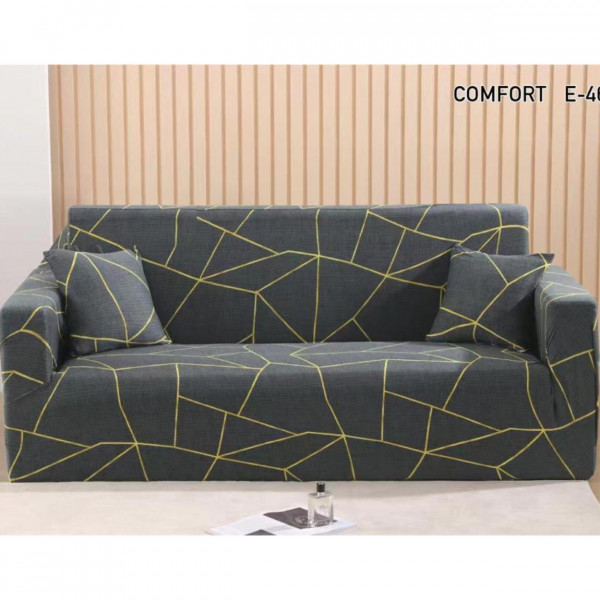 Husa elastica moderna pentru canapea 3 locuri + 1 față de perna CADOU, cu brate, gri antracit, HES3-66
