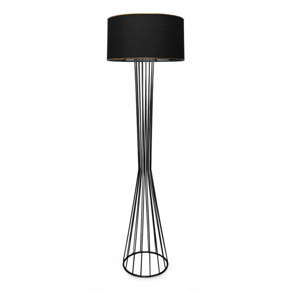Lampadar 780SGN2625, metal / textil, negru / auriu