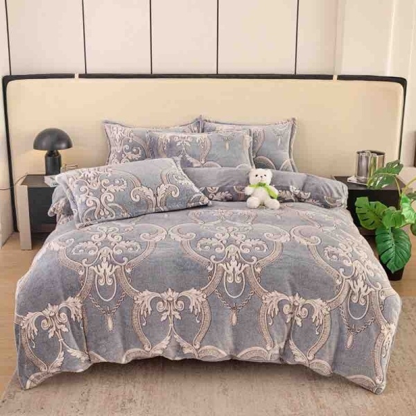 Lenjerie Cocolino Pat 1 Persoană 4 Piese | Model Royal | Microfibră Plusată Groasă și Călduroasă