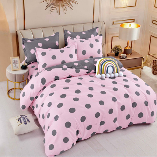 Lenjerie de pat 1 persoana, bumbac finet, roz, 4 piese, Jo-Jo Home, FNJ1-212