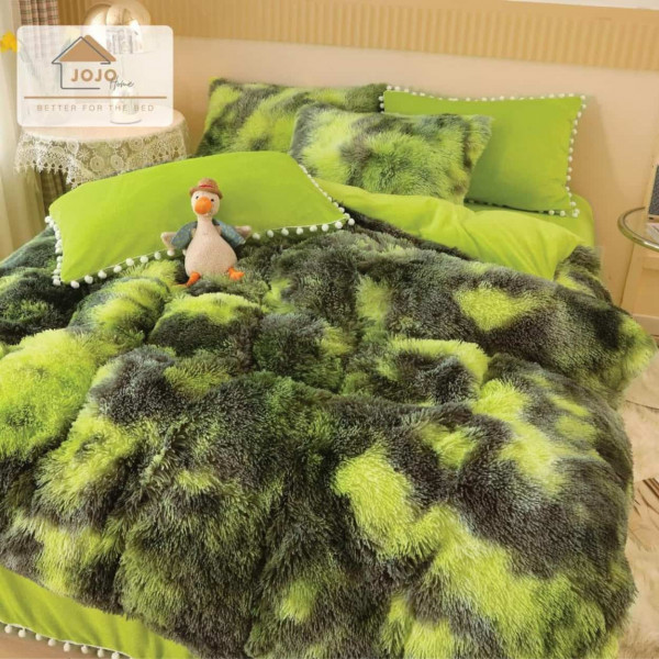 Lenjerie de pat dublu, verde, 6 piese, LLJ-18