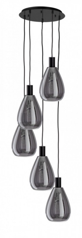 Lustra glaring, 5 becuri, soclu E27, max 60W, negru / fumuriu