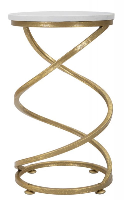Masuta auxiliara aurie din metal si rasina, Ø 27,5 x H47,5 cm, Spiral Mauro Ferreti