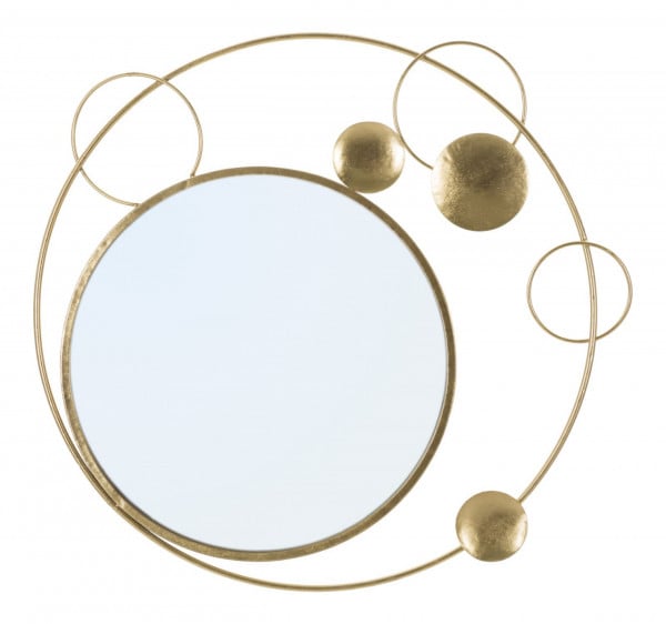 Oglinda decorativa aurie cu rama din metal, 90x83x3 cm, Planet Mauro Ferretti