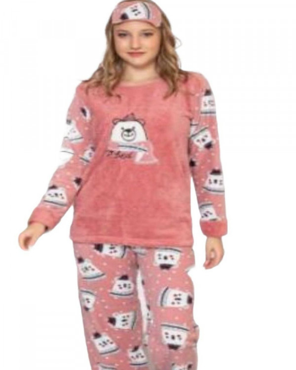 Pijama dama, cocolino, roz / alb, PFC-49