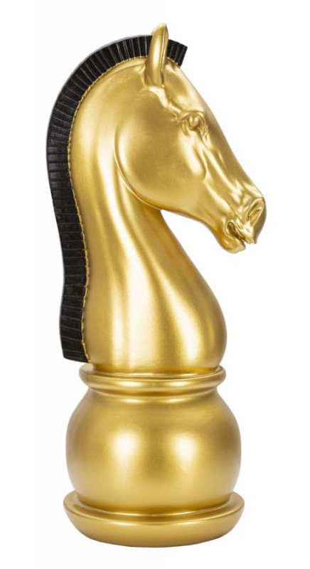 Sculptura cal de sah auriu din polirasina, 18,5x18,5x50 cm, Knight Mauro Ferretti - Img 1