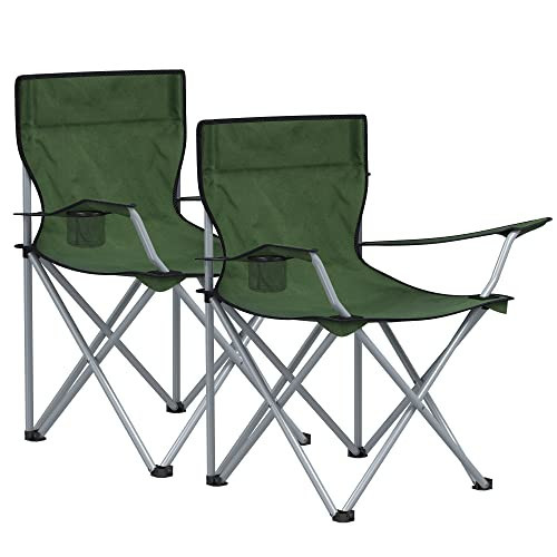 Set 2 scaune camping, 84 x 52 x 81 cm, metal / textil, verde, Songmics - Img 1